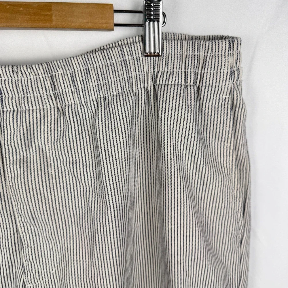 Uniqlo Men's Striped Drawstring Seersucker Wide Leg Relaxed Pants Ankle Trousers